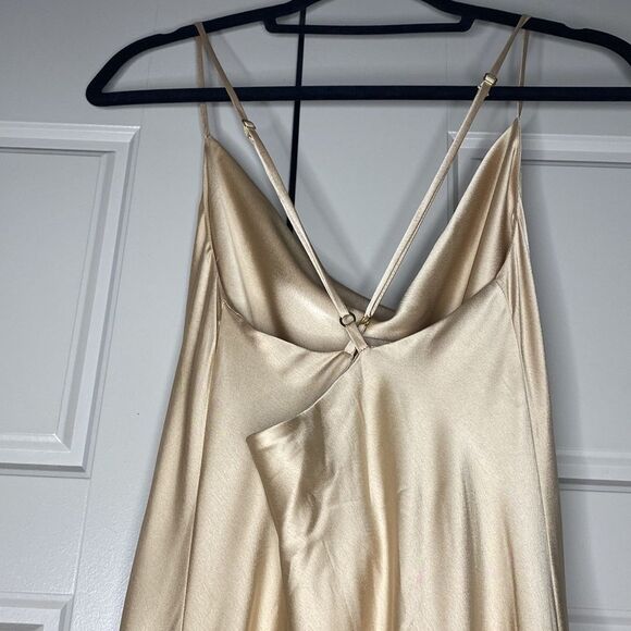 Show Me Your Mumu Champagne Luxè Satin Tuscany Maxi Slip Dress L - Picture 8 of 13